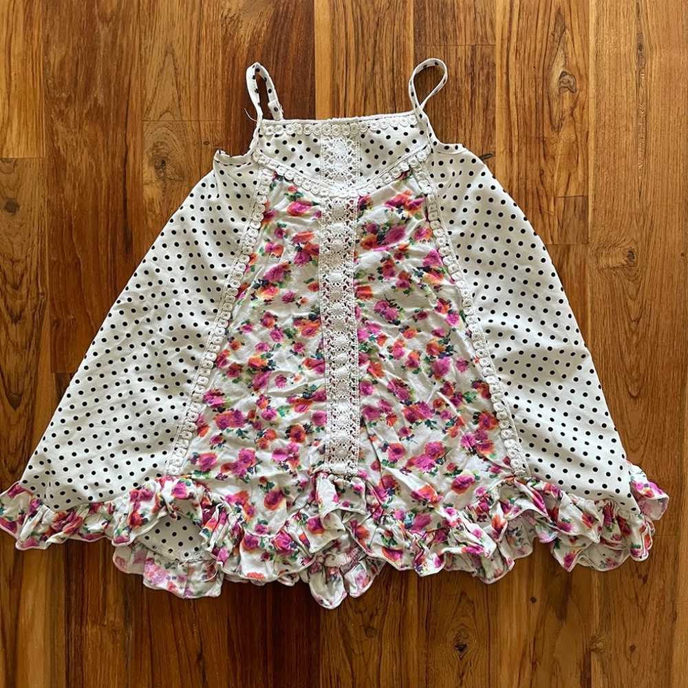 Kids Little Mass Spring Dress Polka Dots and Floral Size 3T